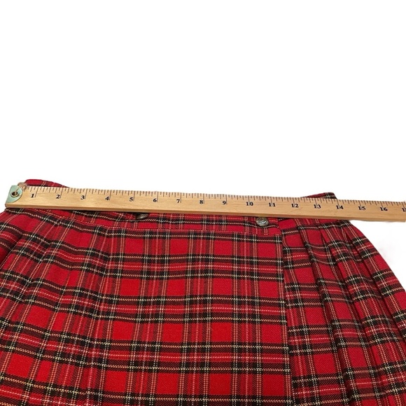 Vintage Principles Red Plaid Pleated Skirt-Vintage size 12-Flap over style. - Picture 8 of 9